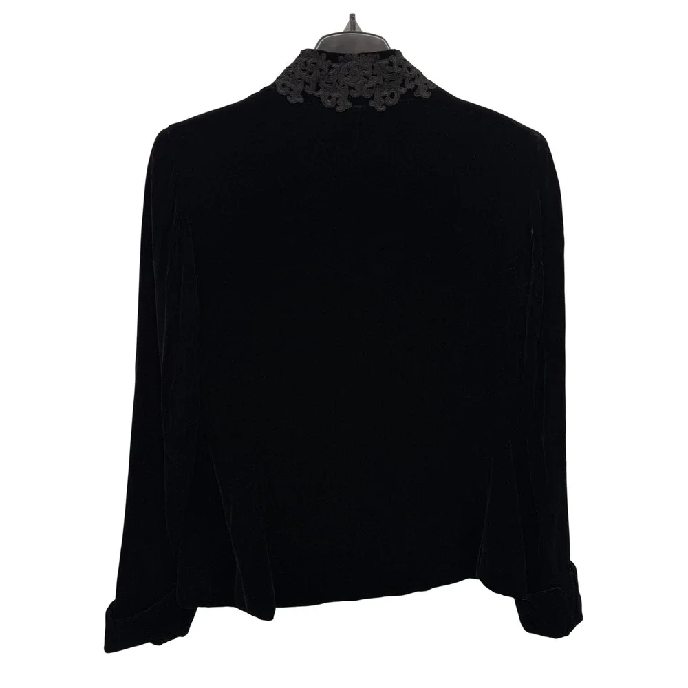 NEW Jones New York Tuxedo Park Blazer Womens 12 Jacket Black Velvet Lace Collar